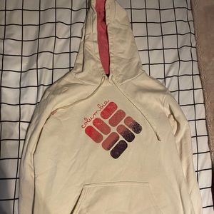 Cream and pink/purple Columbia hoodie